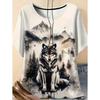 Neues Damen T-Shirt 3D Wolf Druck Rundhals Kurzarm Mode Grafik T-Shirts Lustige Streetwear Tops Y2k Lockeres T-Shirt Damen Kleidung