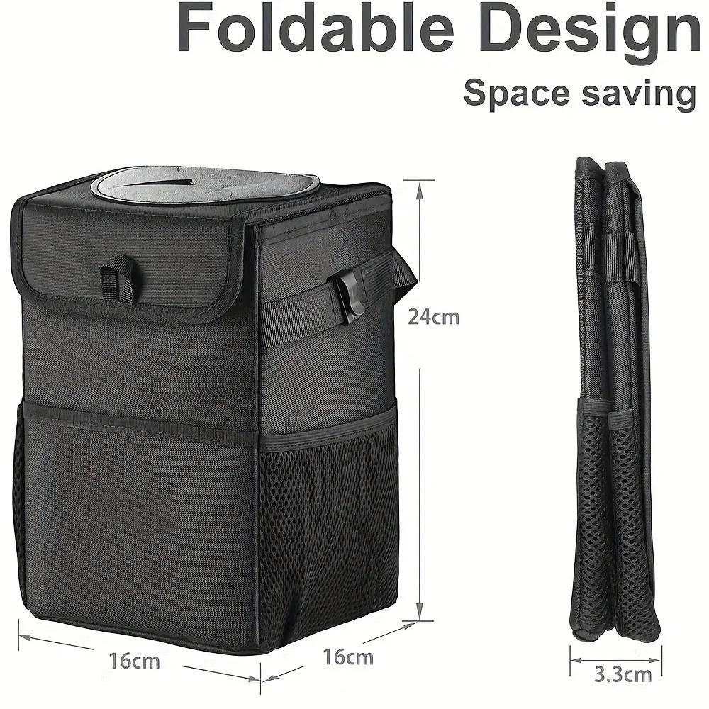 

Spill-Proof Collapsible Car Trash Can - 360° Rotating Holder with Odor-Control Mesh Bag, SUV/Truck Organizer for Road Trips