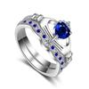 Fashion Couple Rings Trendy Men Stainless Steel Celtic Dragon Ring Elegant Women Blue Zircon Crown Rings Set Wedding Jewelry