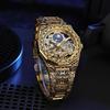 FORSINING Mens Luxury Engraving Wrist Watches Unique Tattoo Pattern Carved Stainless Steel Band Luminous Automatic Skeleton Watch