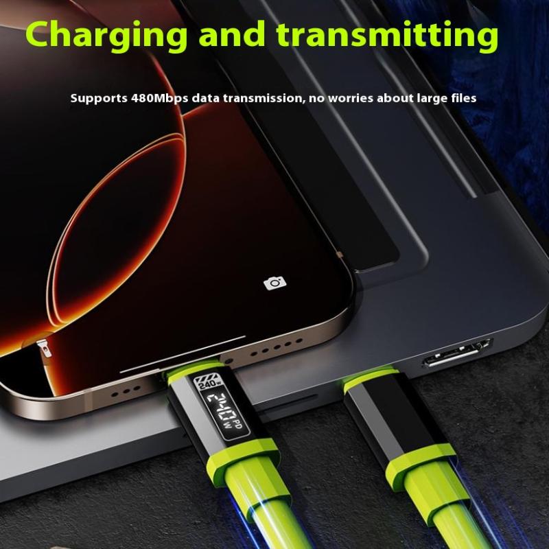 240W 1.5M Fast Charging Usb Type-C To Type-C Cable With Real-Time Power Display For Mobile Phone Fast Charging Cable