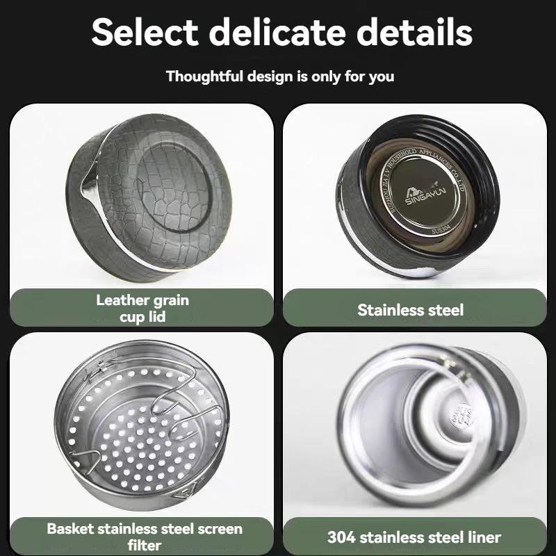 350ml Thermos Flasks Noble Leather Insulated Cup Highquality Thermal Keep Cold Hot Water Bottle Stainles Steel vacuum cup
