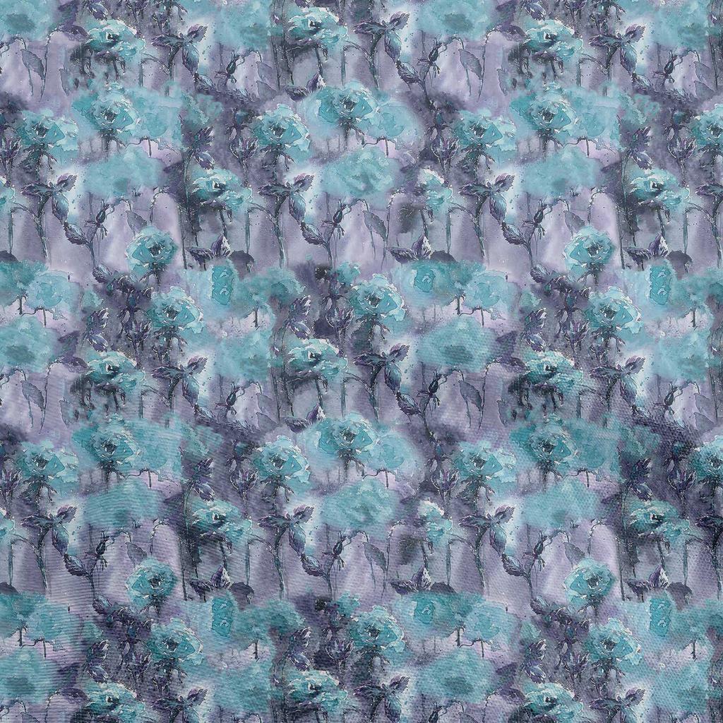 oneOone Cotton Poplin Blue Fabric Abstract Floral Sewing Fabric By The Yard Printed Diy Clothing Sewing Supplies 42 Inch
