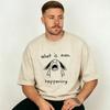 Unisex Casual What Is Even Happening Doodle Shocked Figure Print Relaxed Funny Meme Graphic Daily Wear Cotton Blend Tshirt
