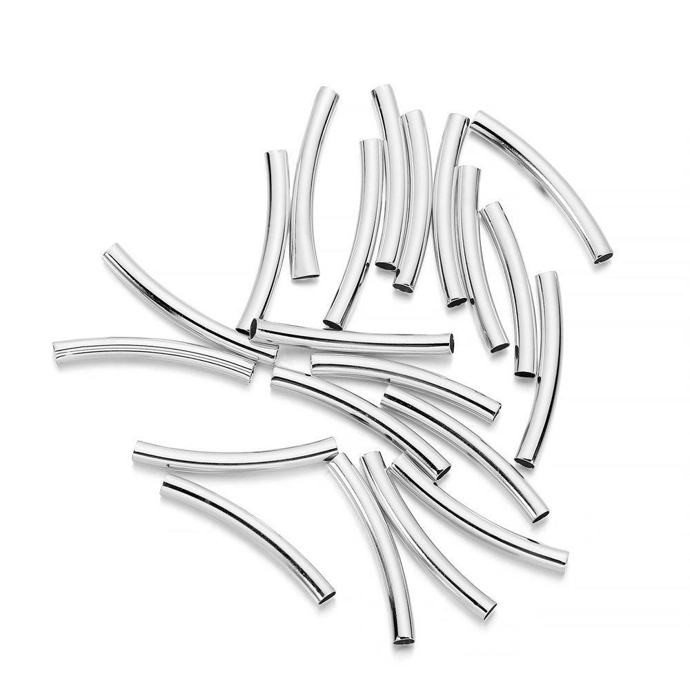 

2024 Новые гладкие серебристые плетеные гнутые трубки и полые медные бусины для браслетов своими руками 2*20mm, 13g, 100 pcs/bag