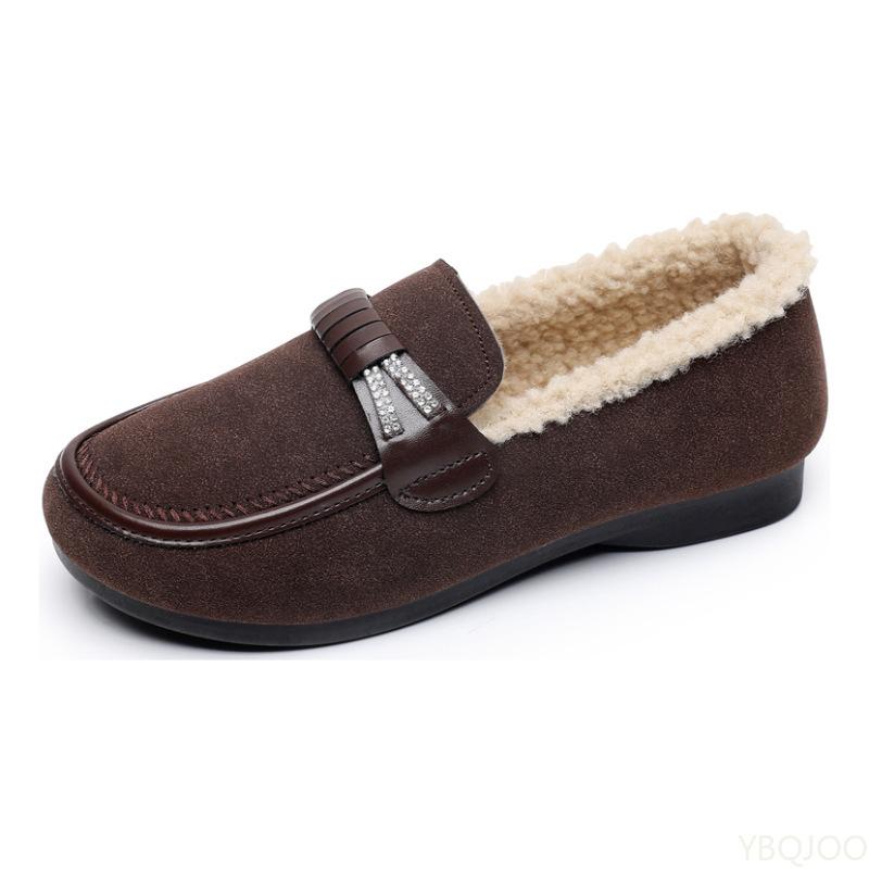 Fashion Winter new women's thick casual warm mom shoes with flat bottom anti slip simple comfortable cotton shoes for daily use