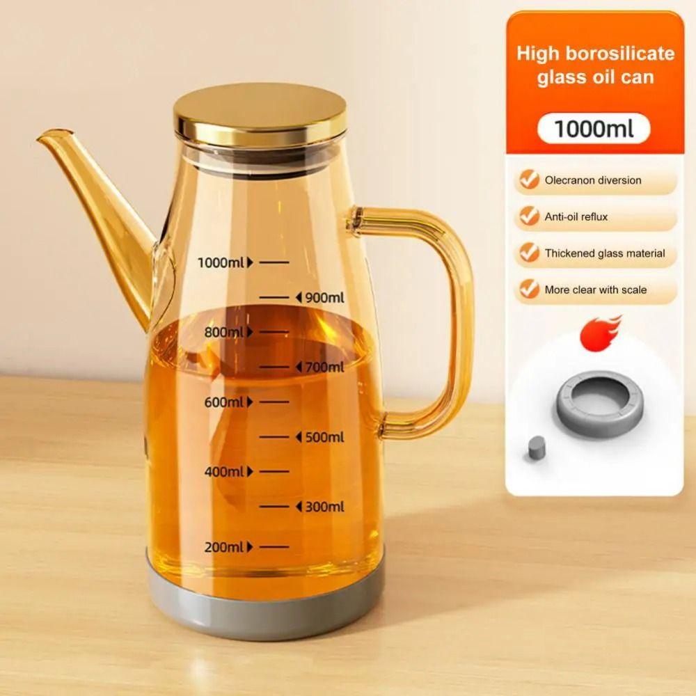 Rubber Base Olive Oil Dispenser Leakproof Soy Sauce Pot Glass Oil Cruet Container  Gadgets