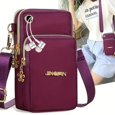 Mobile Phone Crossbody Bags for Women Fashion Women Shoulder Bag Cell Phone Pouch with Headphone Plug 3 Layer Wallet