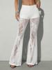 Pantaloni Lunghi da Donna in Pizzo Trasparente a Zampa Slim Fit