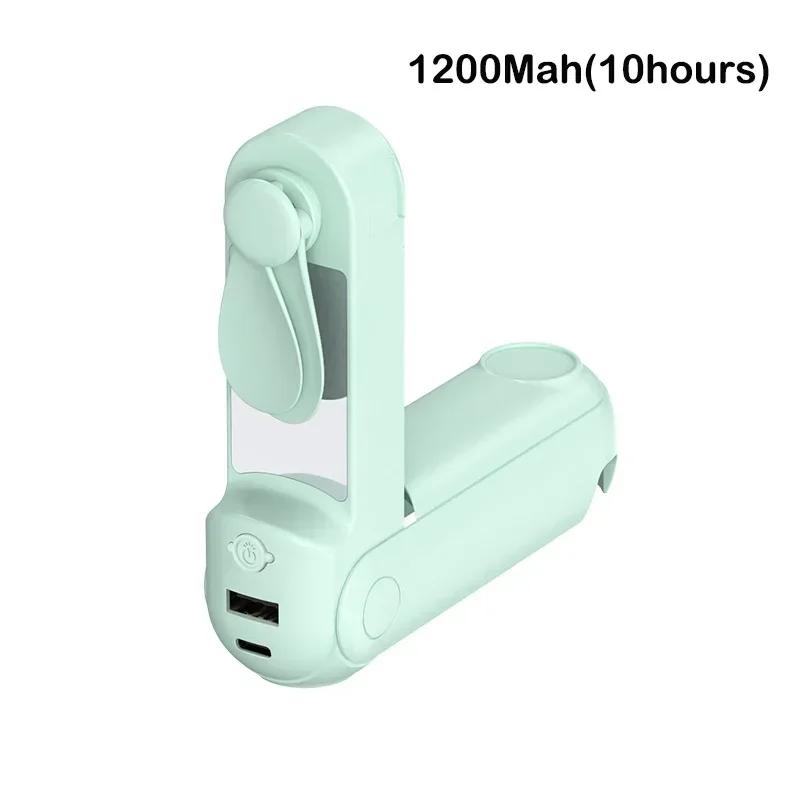 New Handheld Electric Fan USB Desktop Fan with LED Light Portable Mini Small Fan Mobile Phone Charging Bank Phone Stand Students