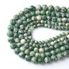 Green Floating Spot Stone Natural Round Beads 15"Strand Smooth Loose Spacer Beads 4/6/8/10/12mm for Jewelry Making DIY Bracelets Accessories