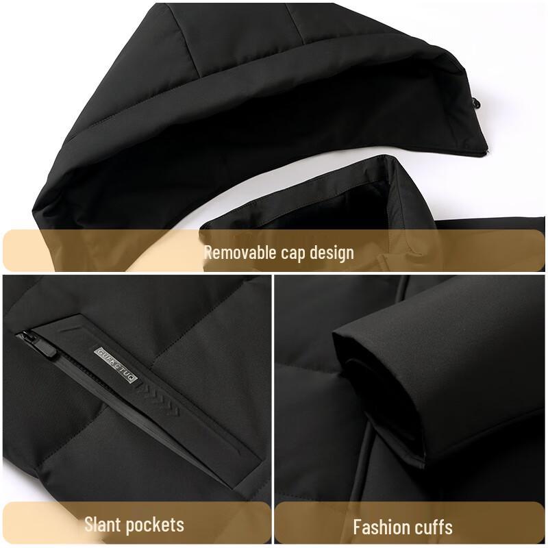 Xuezhongfei Men's Detachable Hood Goose Down Winter Jacket