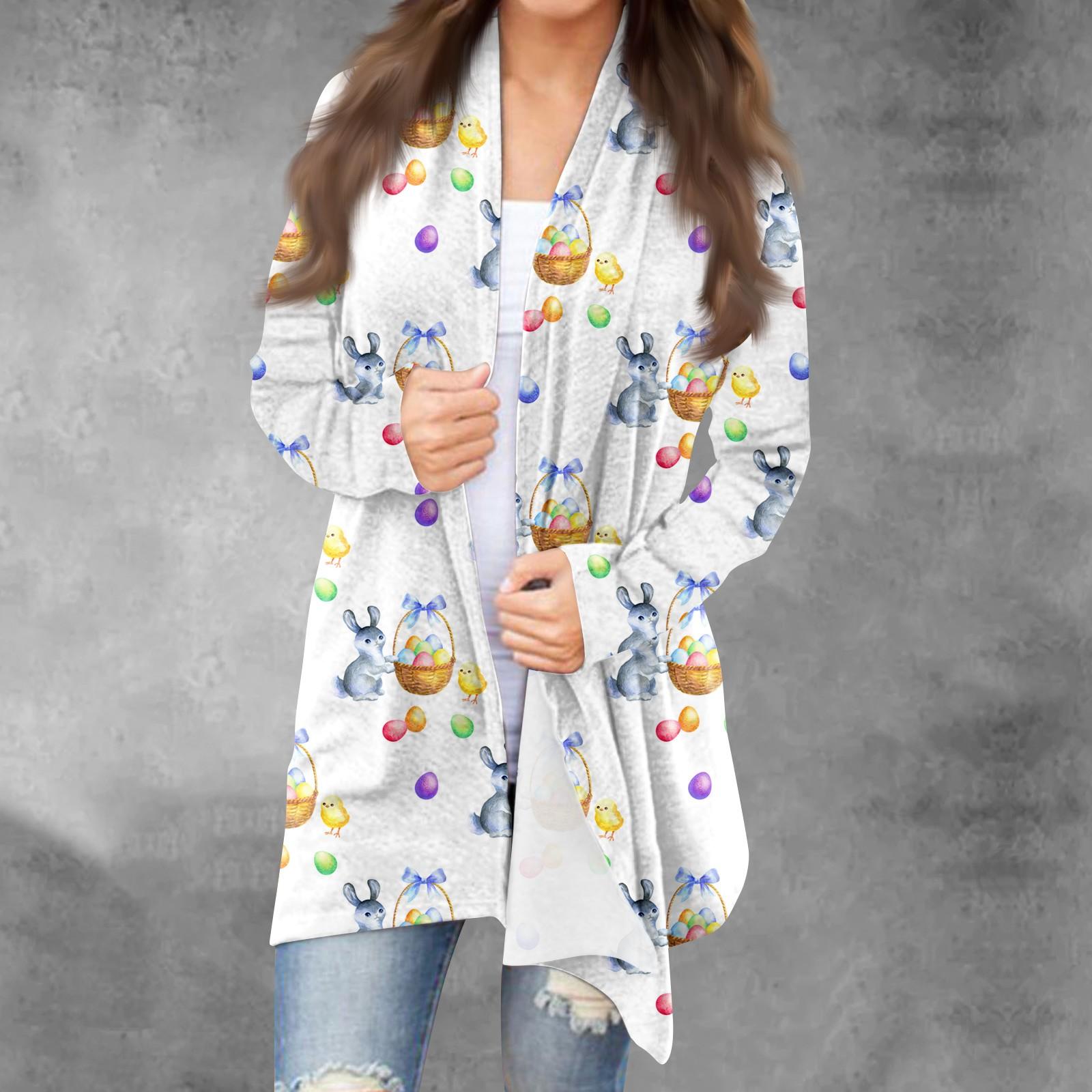 

Женский повседневный кардиган с длинными рукавами и принтом ко Дню святого Валентина без верхнего пальто S белый