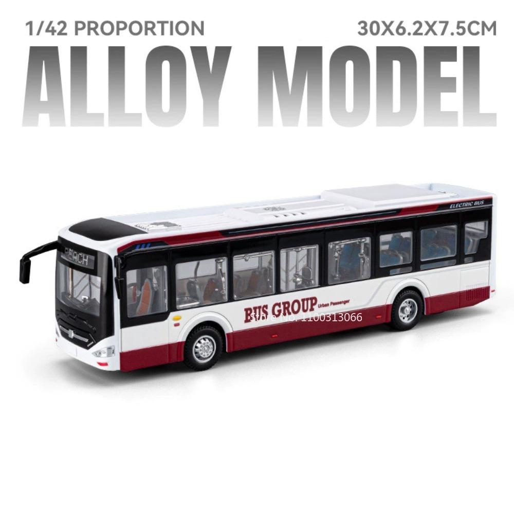 1:42 New Energy Bus Toys Cars Miniature Models Doors Can Opened Car Exquisite Interior Metal Vehicles for Toddler Kids Gifts