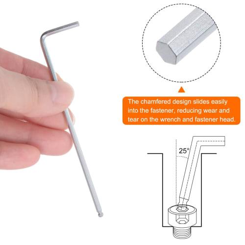 uxcell 2.5mm Ball Head L-Shaped Hex Wrench Set, Long Precision Tool Set for Easy Tightening, DIY Tool, Total Length 90mm