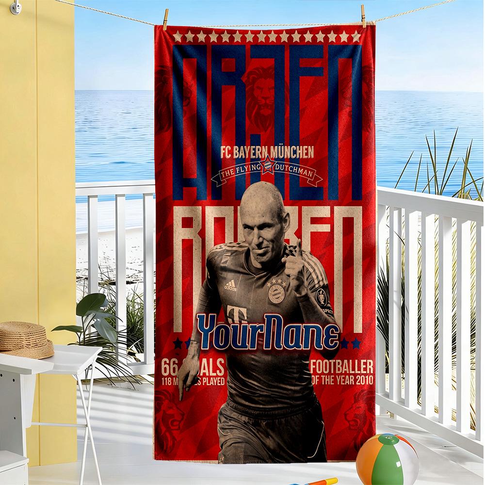 Bayern Munich Customize Text Beach Towel Quick-Dry Soft Microfiber Ideal for Travel Outdoor Swim Pool Yoga Surf Camping Hiking Gym Gift Holiday