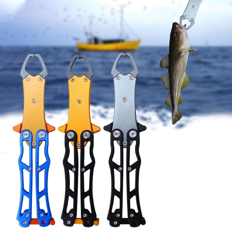Foldable Fishing Pliers Fish Mouth Grabber Fish Lip Grippers Fish Holder Grippers Tool Aluminum Fish Holder