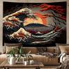 Japanese Ukiyo-e Great Wave Wall Tapestry Vintage Mountain Sunset Wall Hanging Bedroom Living Room Decor