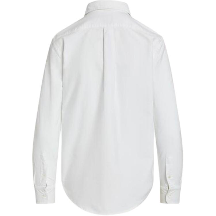 Polo Ralph Lauren Solid Color Brand Logo Long Sleeve Shirt Women Shirts White WMPOSHTNDO20755-100