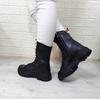 Grijak Black Leather Zippered Lace Up Women's Boots