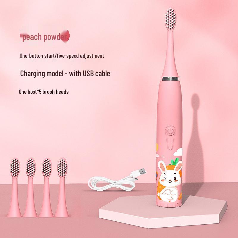 Waterproof Ultrasonic Kids' Electric Toothbrush - Cute Cartoon Design, Soft Bristles, IP7 Rated, Perfect Gift