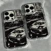 Black Car Silhouette Style Phone Case For iPhone 17 16e 16 15 14 13 12 11 Pro Max X 8 7 Air Plus Plating Transparent Soft Cover