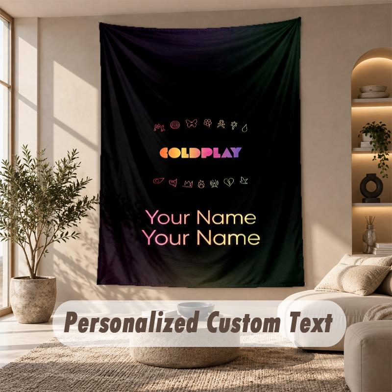 Wandteppich Benutzerdefinierter Name Text, Wandbehang Teppich Heimzimmer DekorColdplay