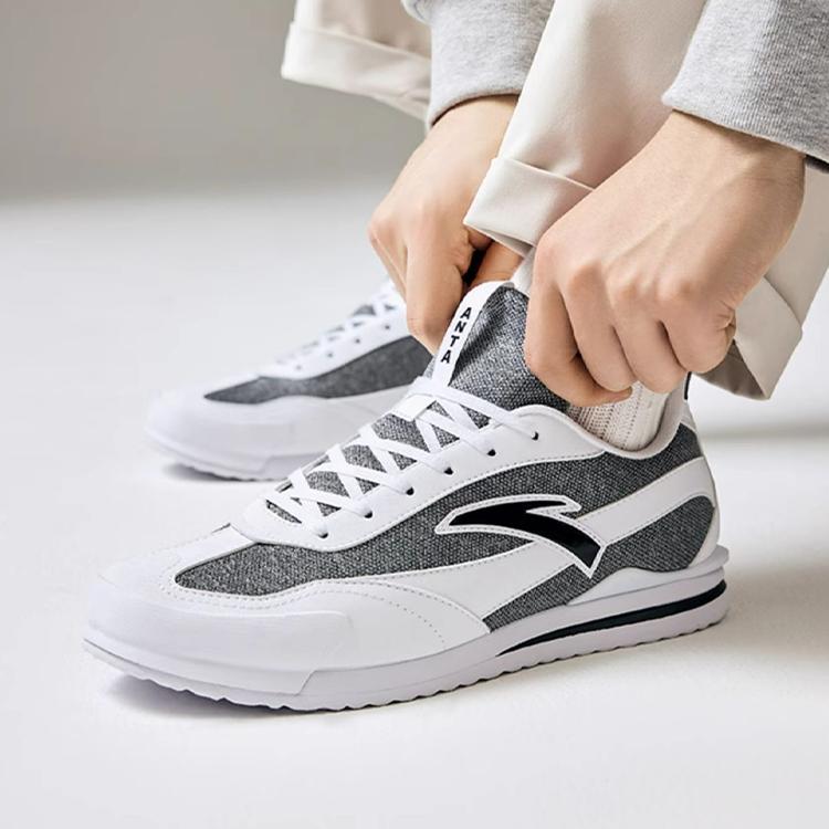 Anta Comfortable Versatile Shock Absorbing Wear Resistant Low Top Casual Shoes Men Casual Shoes Black White 912418856-2