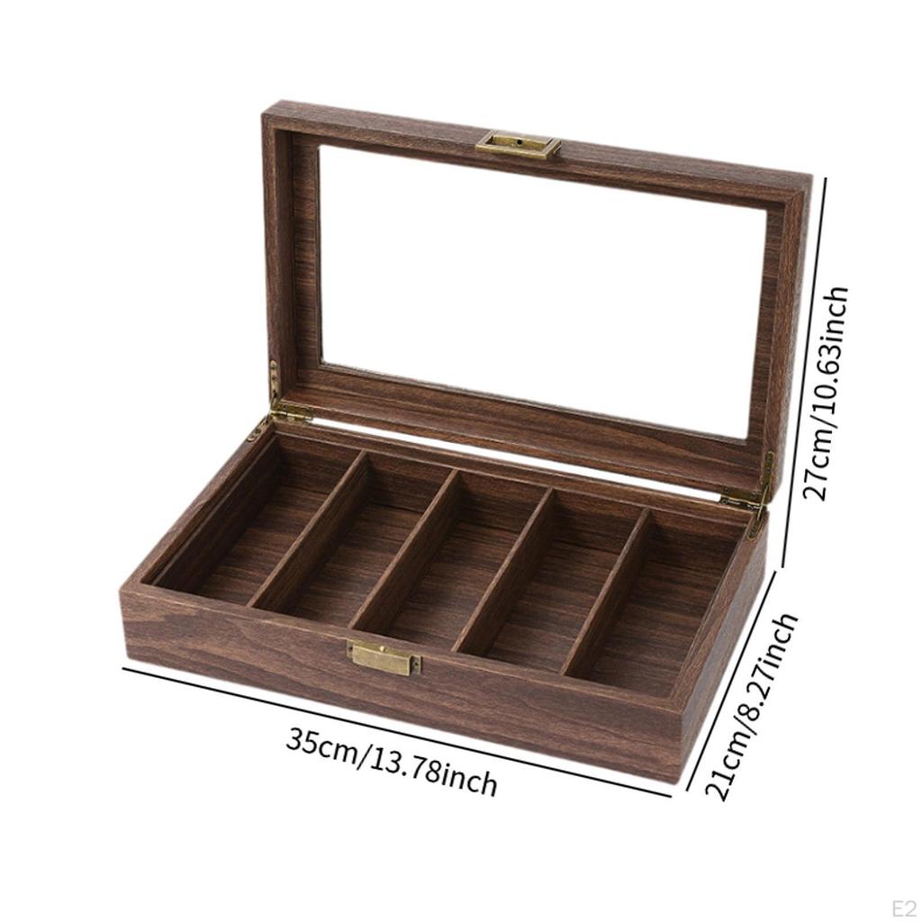 Eyeglass Display Box Eyewear Holder PU Leather Glass Lid Wood Eyeglasses Storage Glasses