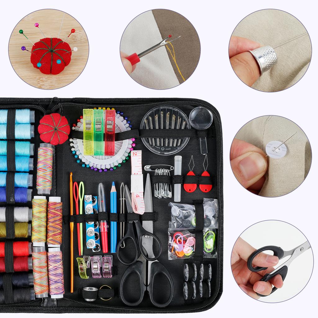 Sewing Kit with Storage Bag Complete Needle and Thread Kit Basic Sewing Starter Set DIY Sewing Supplies for Adults Beginners