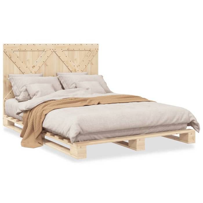 VidaXL Bed Frame with Headboard 160x200 Cm Solid Pine Wood, Bed, Bedroom Furniture, Wooden Bed, Bed 3281571