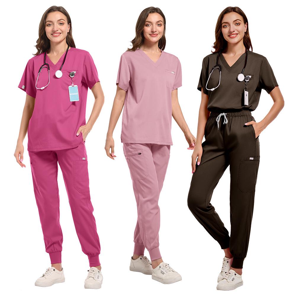Sjuksköterskeskrubbdräkt i åtta färger - Andningsbar, Svettabsorberande Damuniform för Djursjukhus