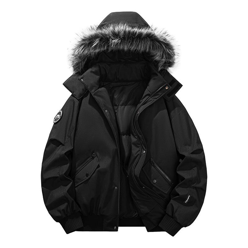 Men's Plus Size Winter Workwear Jacket with Fur Collar and Thick Velvet Lining