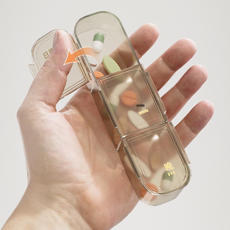 Compact Pill Dispenser: Secure Compartment, Three-Time Reminder, Small Flip-Cover Storage Box.