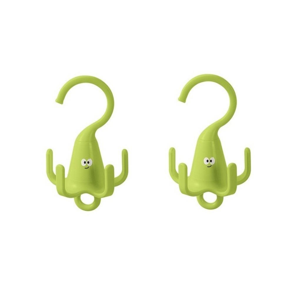 2 Pieces Plastic 360° Rotating Clothes Hook Cartoon Decorative Five Claw Hook Space Saving Rotatable Closet Hooks For Wardrobe