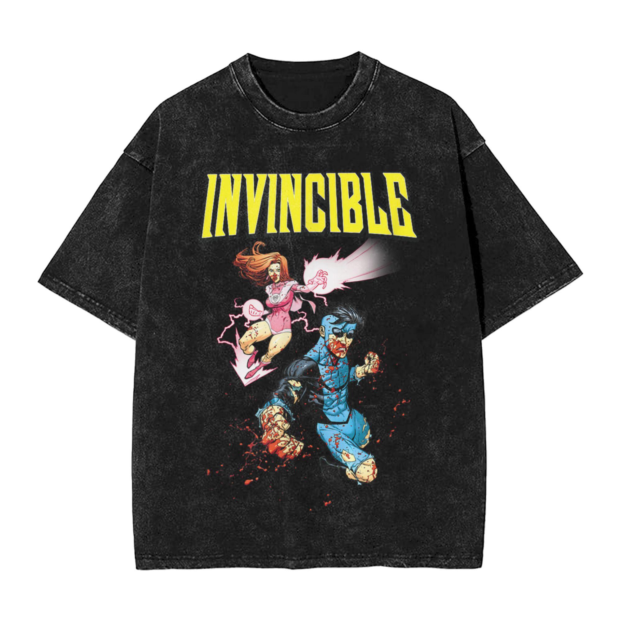 Mens T-Shirt Invincible Atom Eve Flying Heroic Washed T-Shirts Summer Tees Aesthetic Simple Cotton Tops Birthday Present S