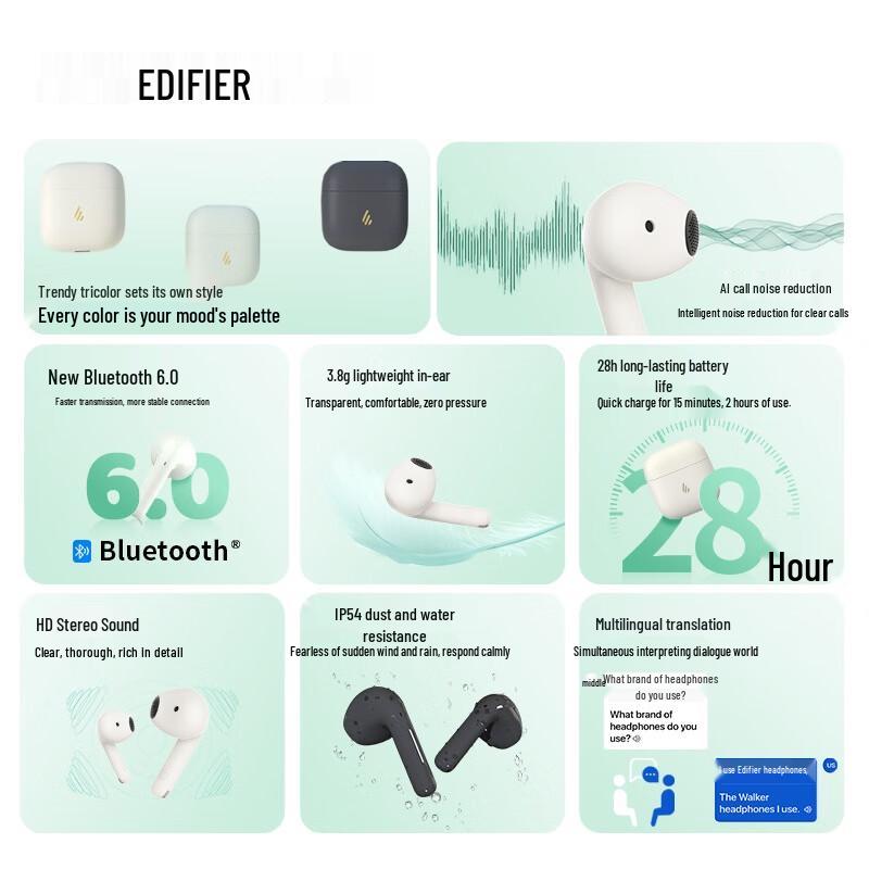 Edifier Echo Air Wireless Noise Cancelling Earbuds
