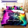 3PC Custom Name Cosmic Kitten Dreamscape Bedding Set Duvet Cover Closure Includes 1 Duvet Cover & 2 Pillowcases for Bedroom