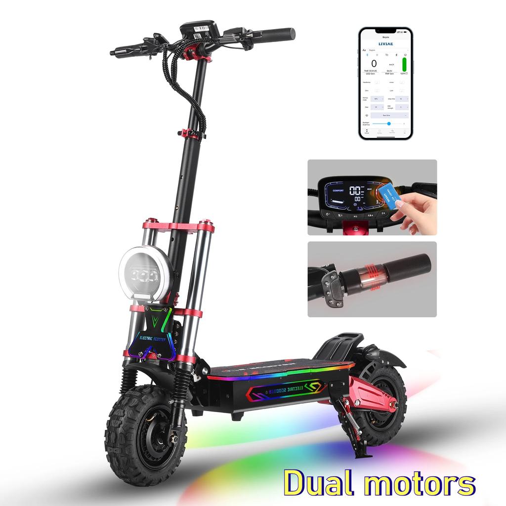 BOYUEDA S5 E-Scooter 6000W Dual Motor 60V38Ah NFC Activation Electric Scooter 11"off-road Tire Intelligent APP Control EScooters