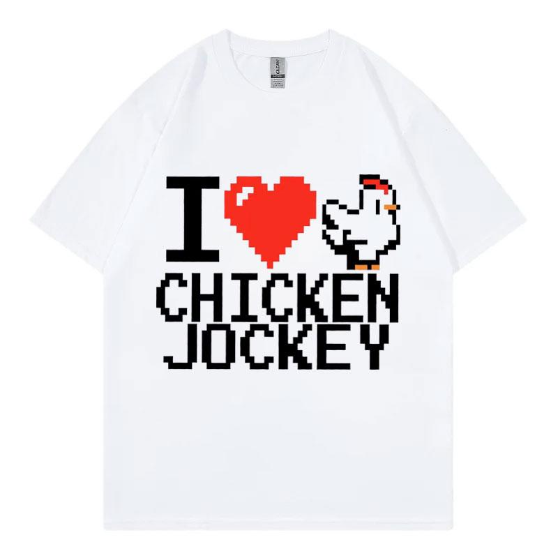

Funny I Love Chicken Jockey Print T Shirt Harajuku Game Cartoon Summer T-shirt Men Women Casual Short Sleeve T-shirts S
