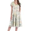 A Casual And Fashionable V-Neck Short-Sleeved Medium-Length Dress With Floral Prints For Women
