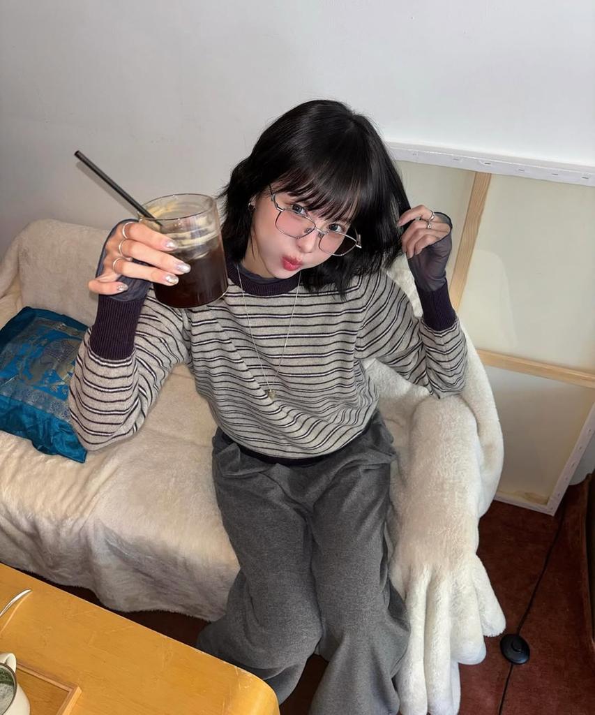 AHWE Cashmere Wool Blend Striped Knit_Violet