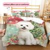 Cute Bichon Pattern Bedding Home Decoration Birthday Gift (1 * duvet cover + 2 * pillowcase, without core)