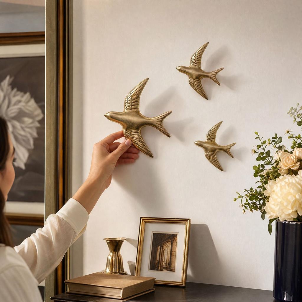 Gold Swallow Wall 3D Flying Bird Hanging Wall Decor for Living Room Entryway