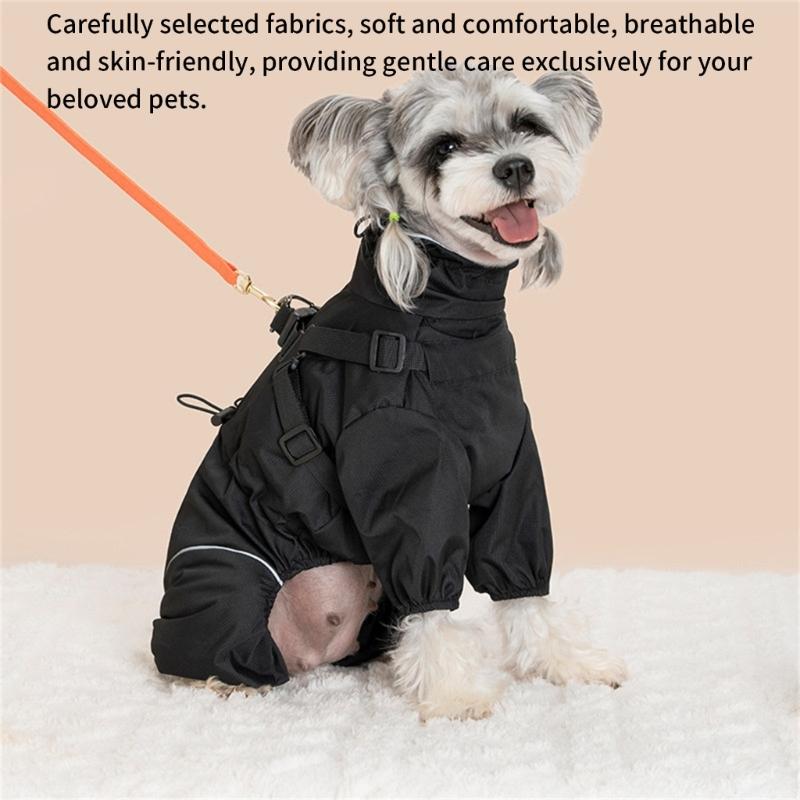 Regulable Dog Rain Jackets Snowproof Windproof Clothes Removable Dog Raincoats for Comfortable Dry Walks