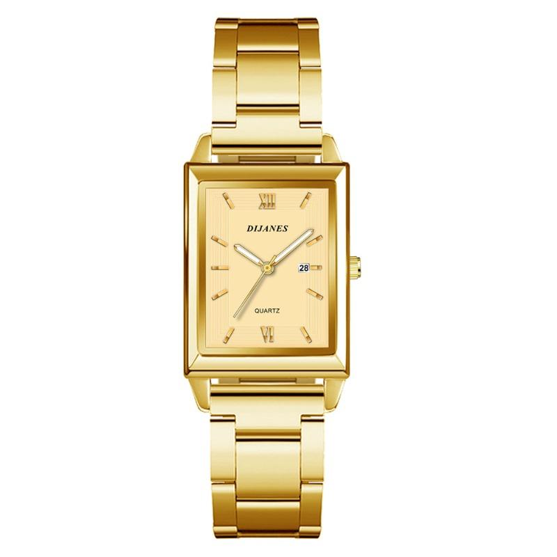DIJANES Square Men s Watch, Steel Band Business Quartz Men s Watch, Men s Casual Student Watch