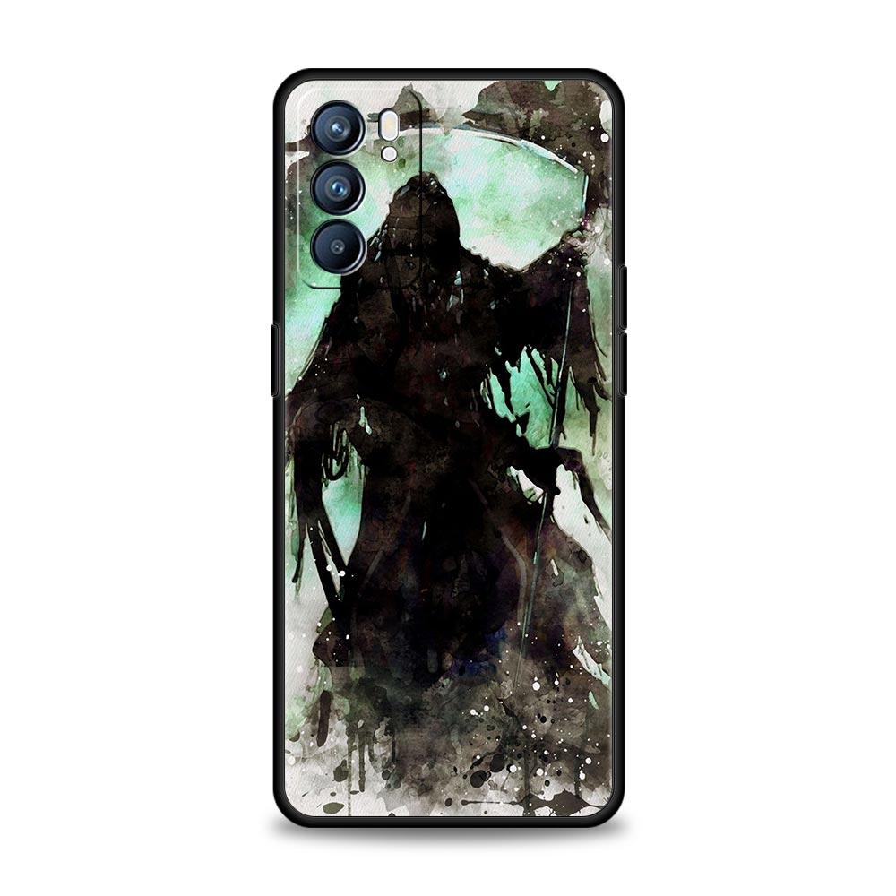 Grim Reaper Skull Skeleton Phone Case For Oppo Find X5 A54 A53 A52 A9 2020 A15 A95 A76 A74 A12 Reno7 SE Reno6 Pro Plus 5G Cover