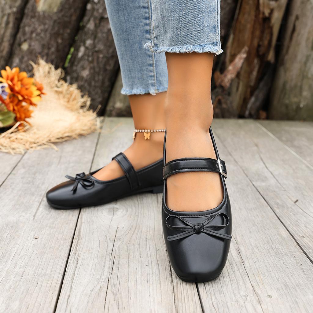 Girls Mary Jane Flats Adjustable Buckle Strap Square Toe Ballet Shoes Lightweight Comfortable Casual Footwear for Daily Wear
