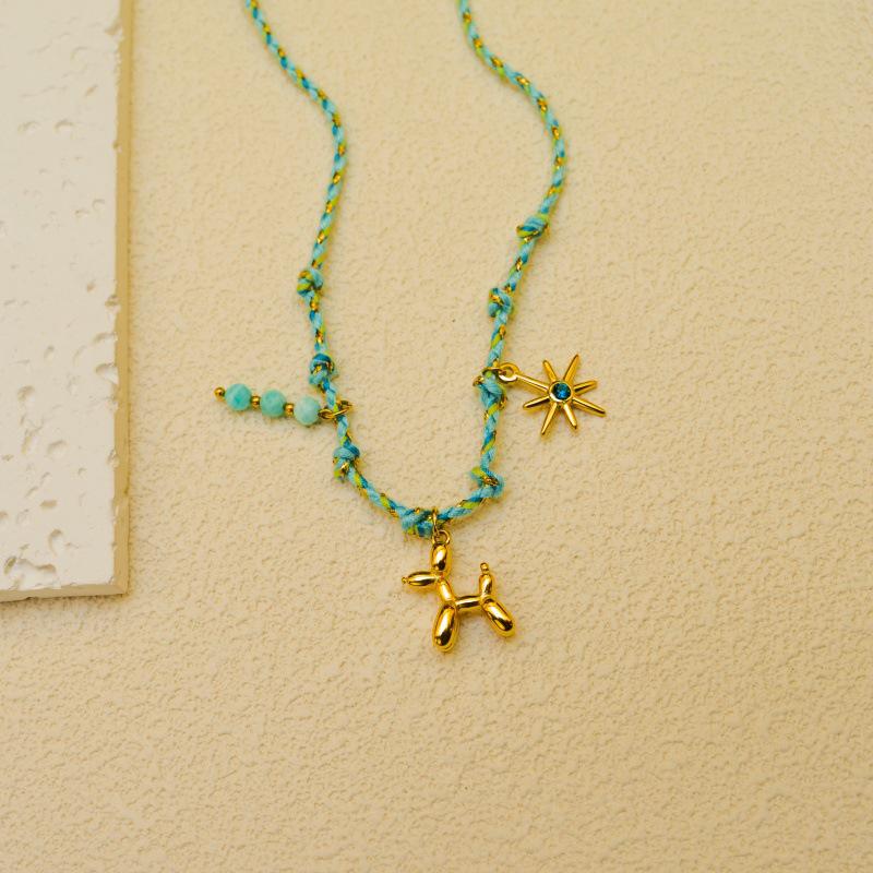 European & American Design Dopamine Color Rope Necklace with Ocean Series Pendant