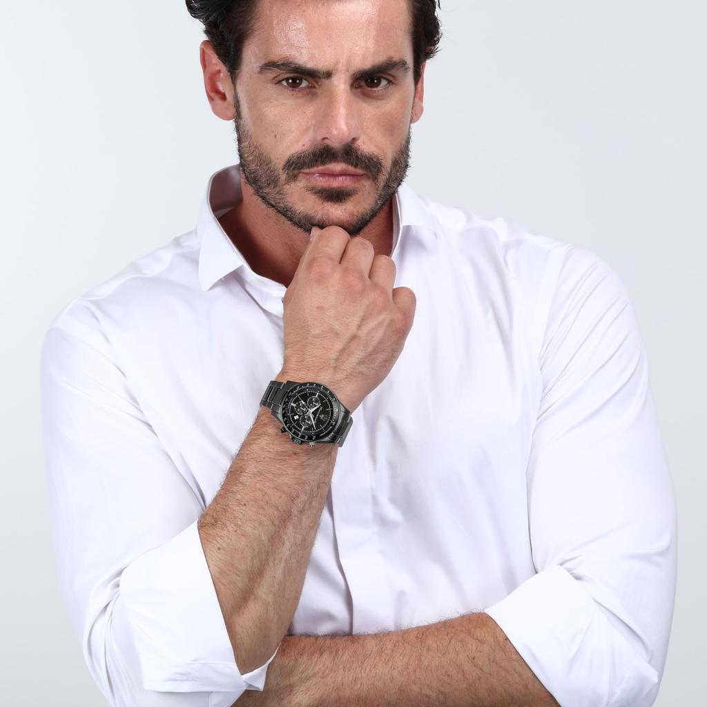 Official Maserati Black 10 ATM Water Chronograph Quartz Watch with Japanese Warranty Men's Watch, Steel, Resistant, Movement, 2-Year